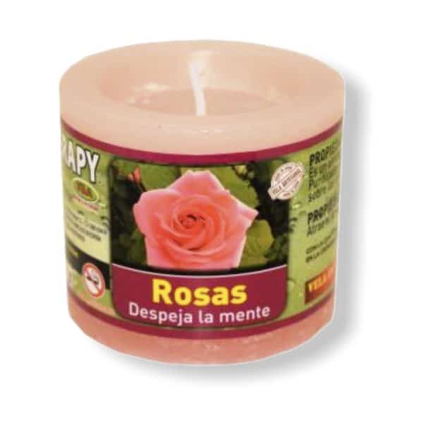 Velón aromaterapia rosas