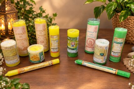 velas verdes y amarillas dinero y trabajo