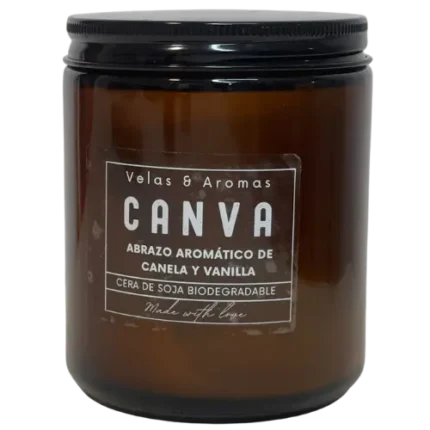 Canva Vela aromática Canela y Vainilla Premium