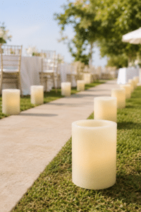 fanales en camino evento decoración con velas