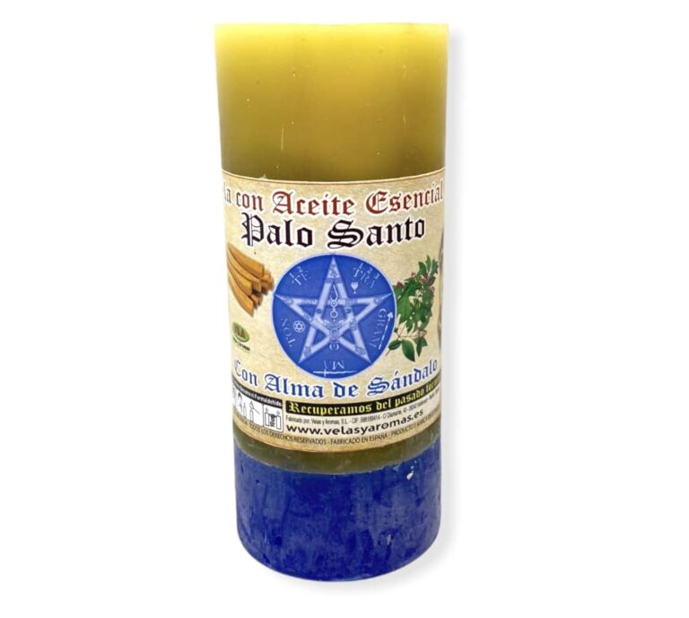 Velón palo santo con alma de sándalo